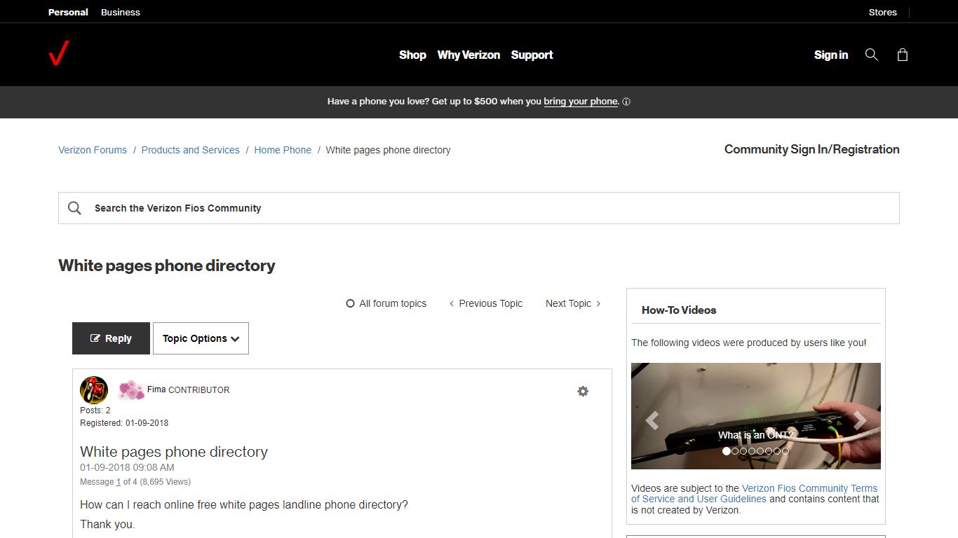 White pages phone directory - Verizon Fios Community