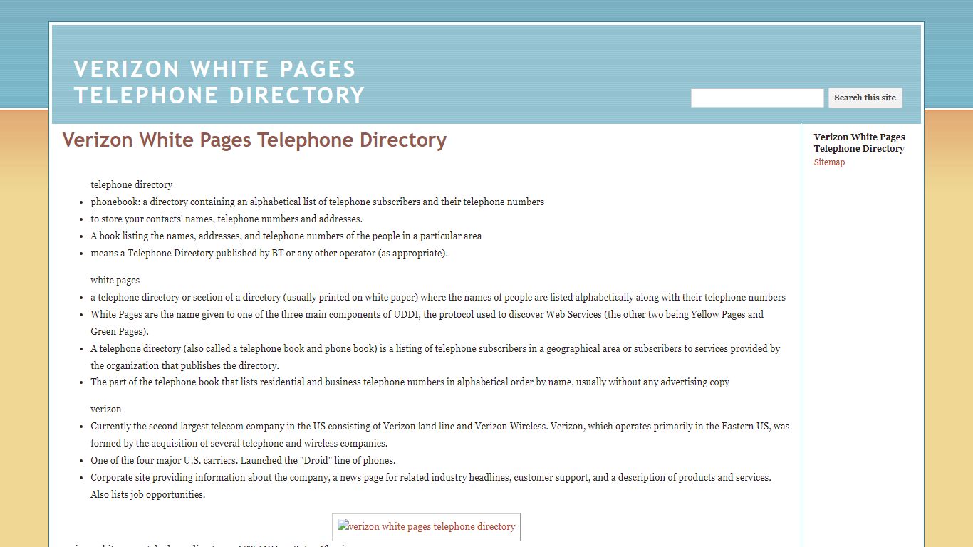 VERIZON WHITE PAGES TELEPHONE DIRECTORY - Google